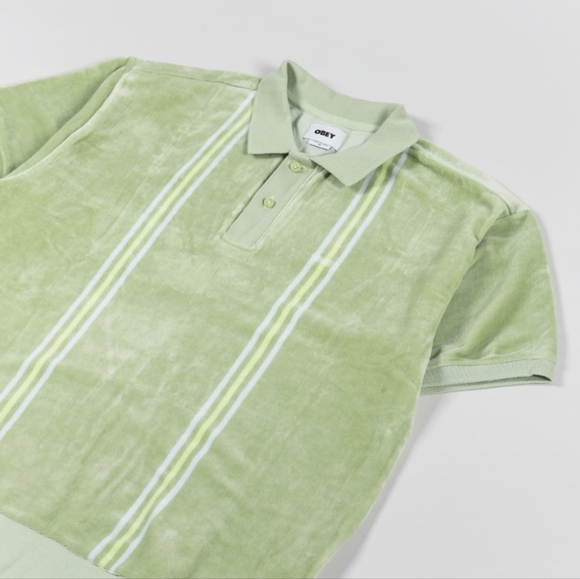 OBEY Stefano Short Sleeve Velour Polo NWT Sz M - Picture 2 of 13
